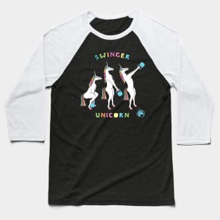 Kettlebell Swinger Unicorn Outline Baseball T-Shirt